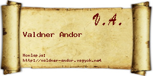 Valdner Andor névjegykártya
